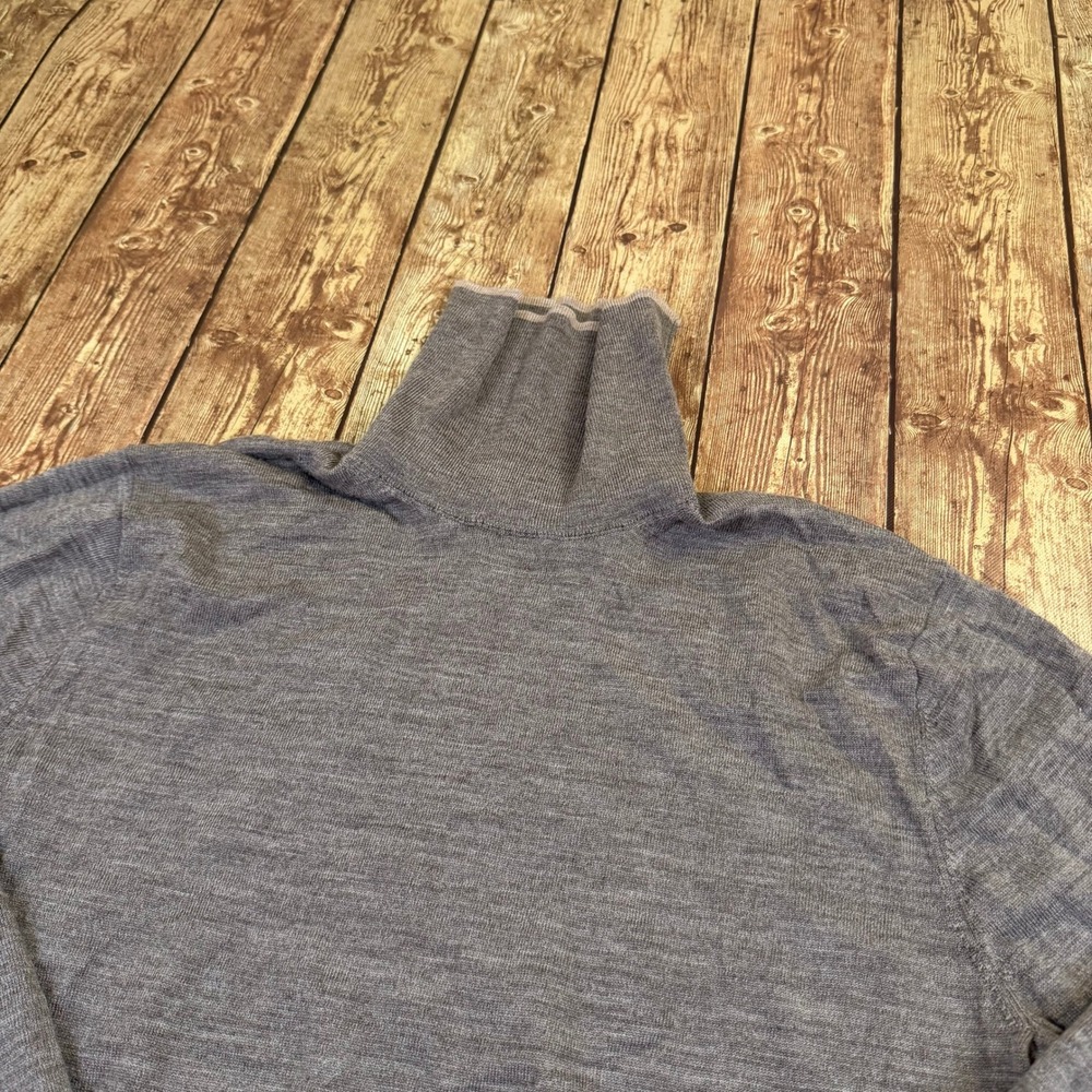 Stafford Merino Wool Turtleneck Sweater Mens Large Gray Lightweight Pullover